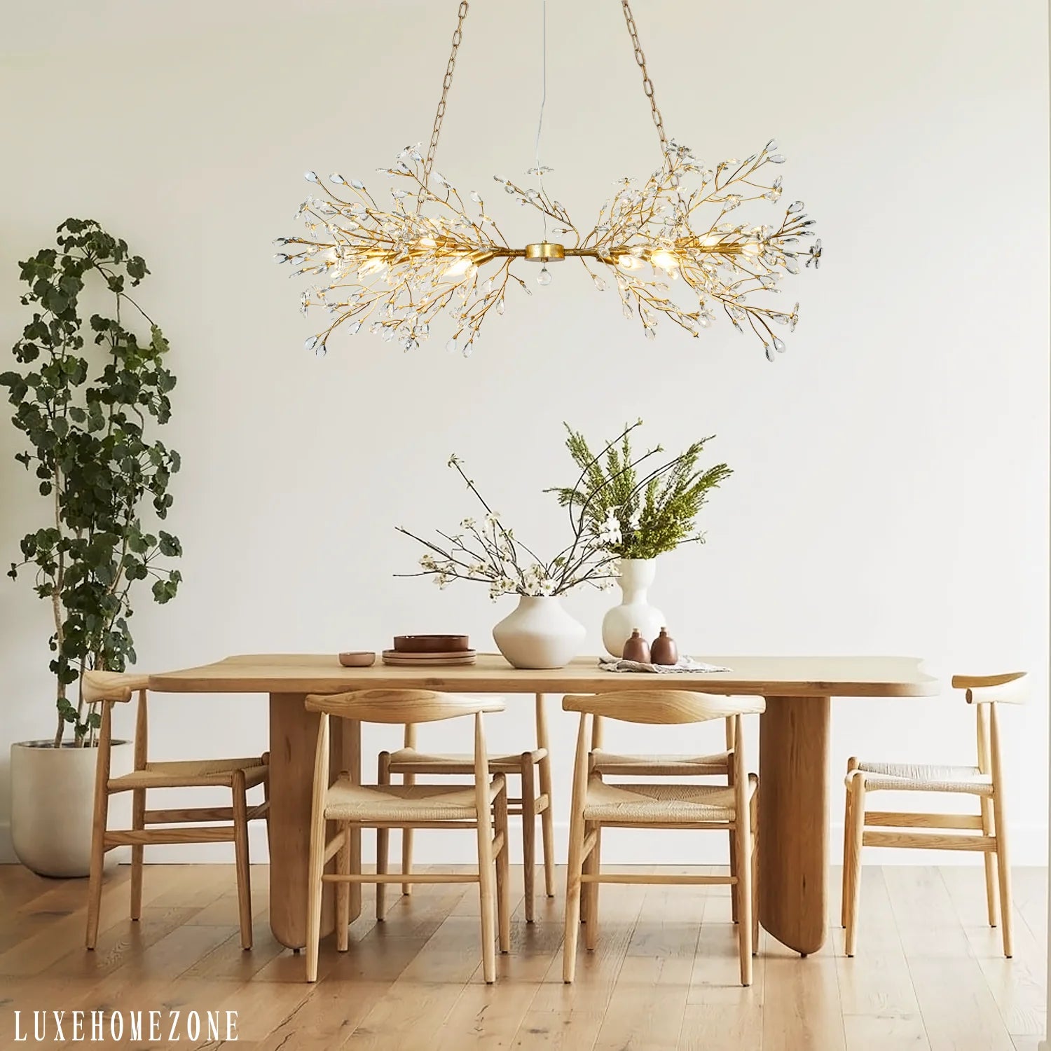 Fiore Crystal Flowers Linear Chandelier  43" 51" 68"