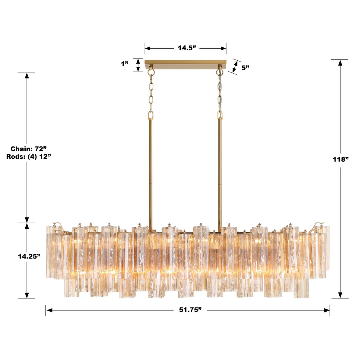 Addis Rectangular Chandelier 52"