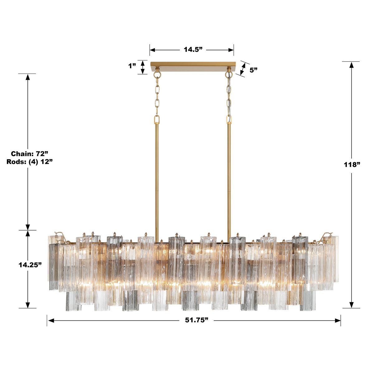 Addis Rectangular Chandelier 52"