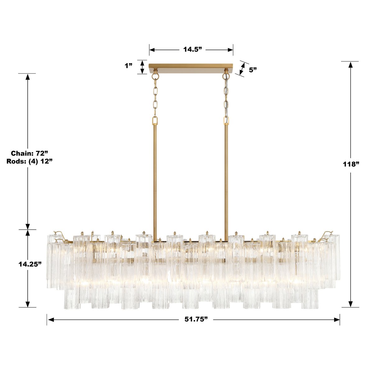 Addis Rectangular Chandelier 52"