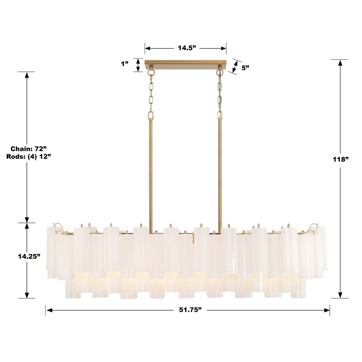 Addis Rectangular Chandelier 52"