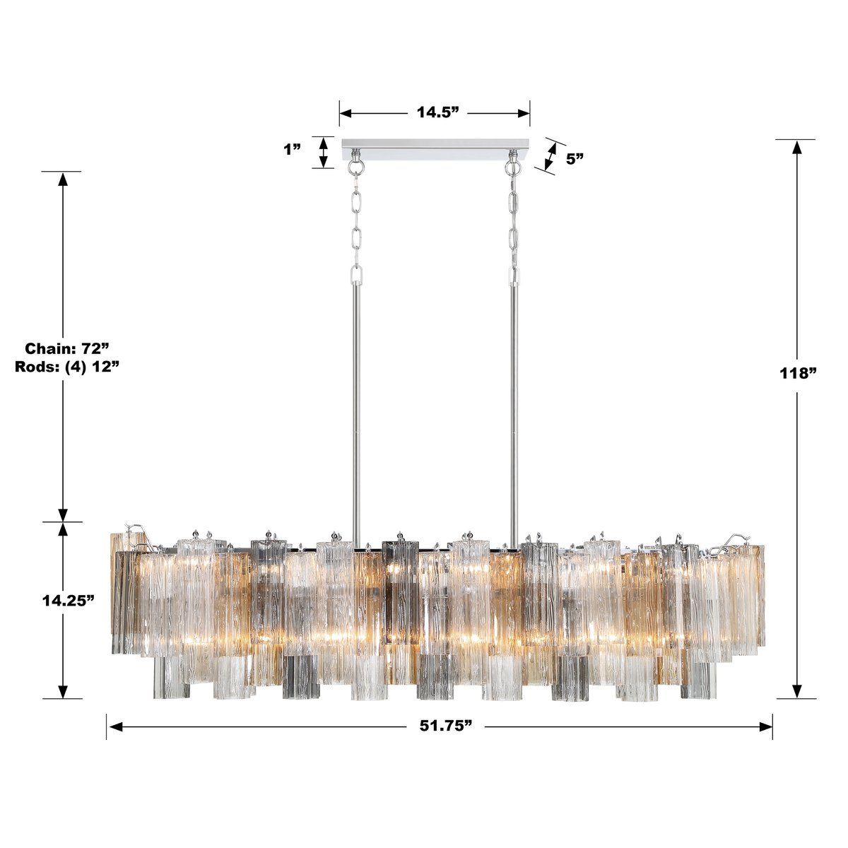Addis Rectangular Chandelier 52"