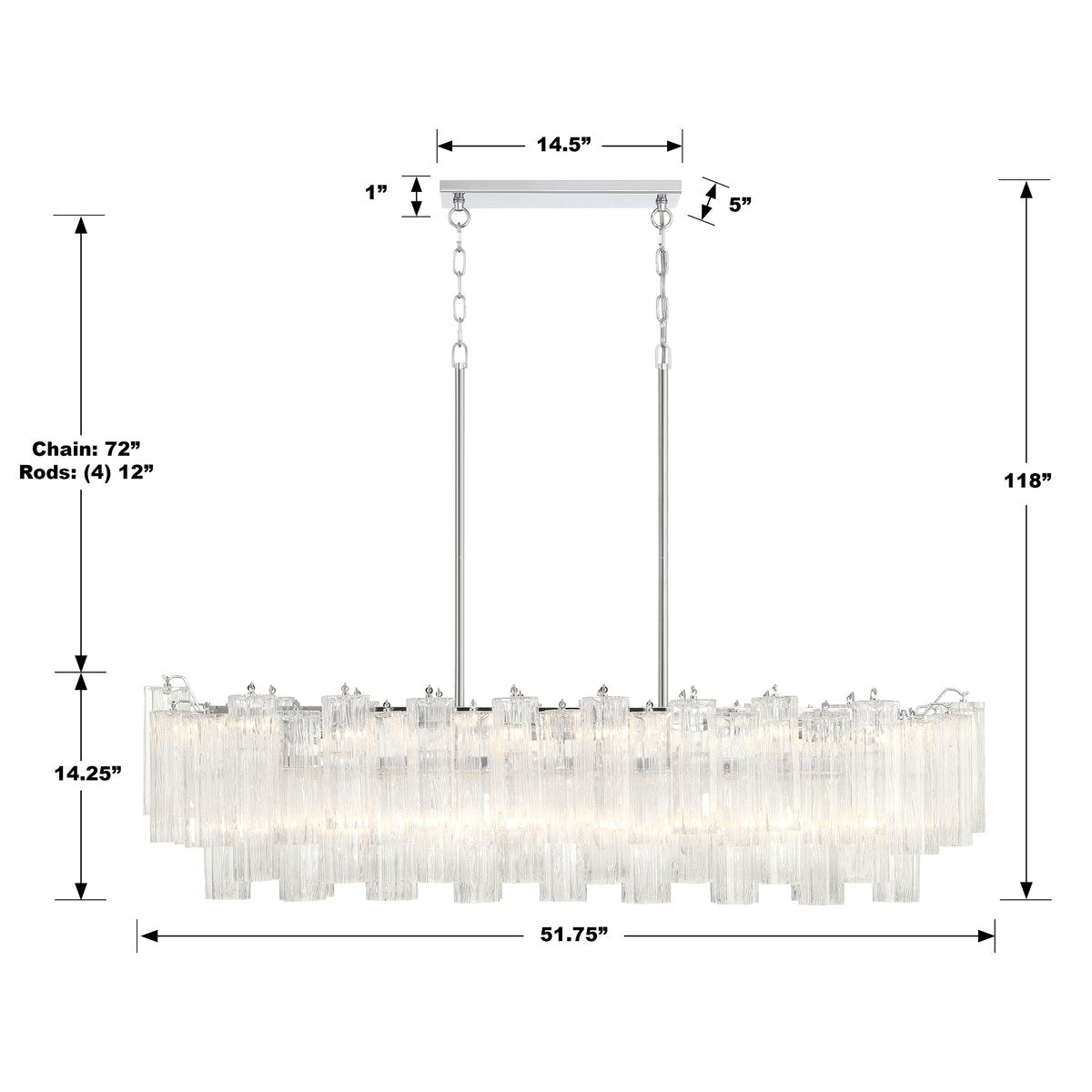 Addis Rectangular Chandelier 52"