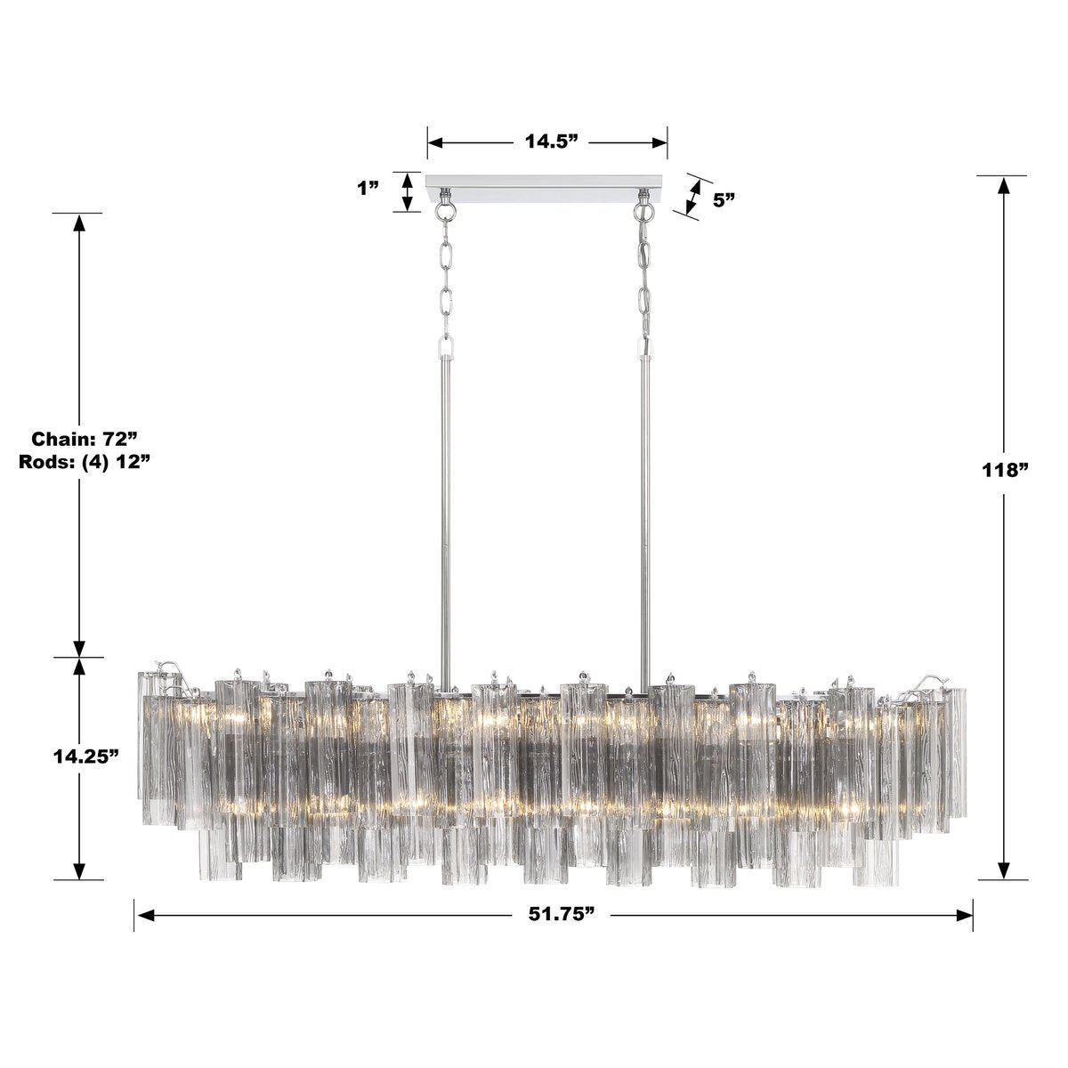 Addis Rectangular Chandelier 52"