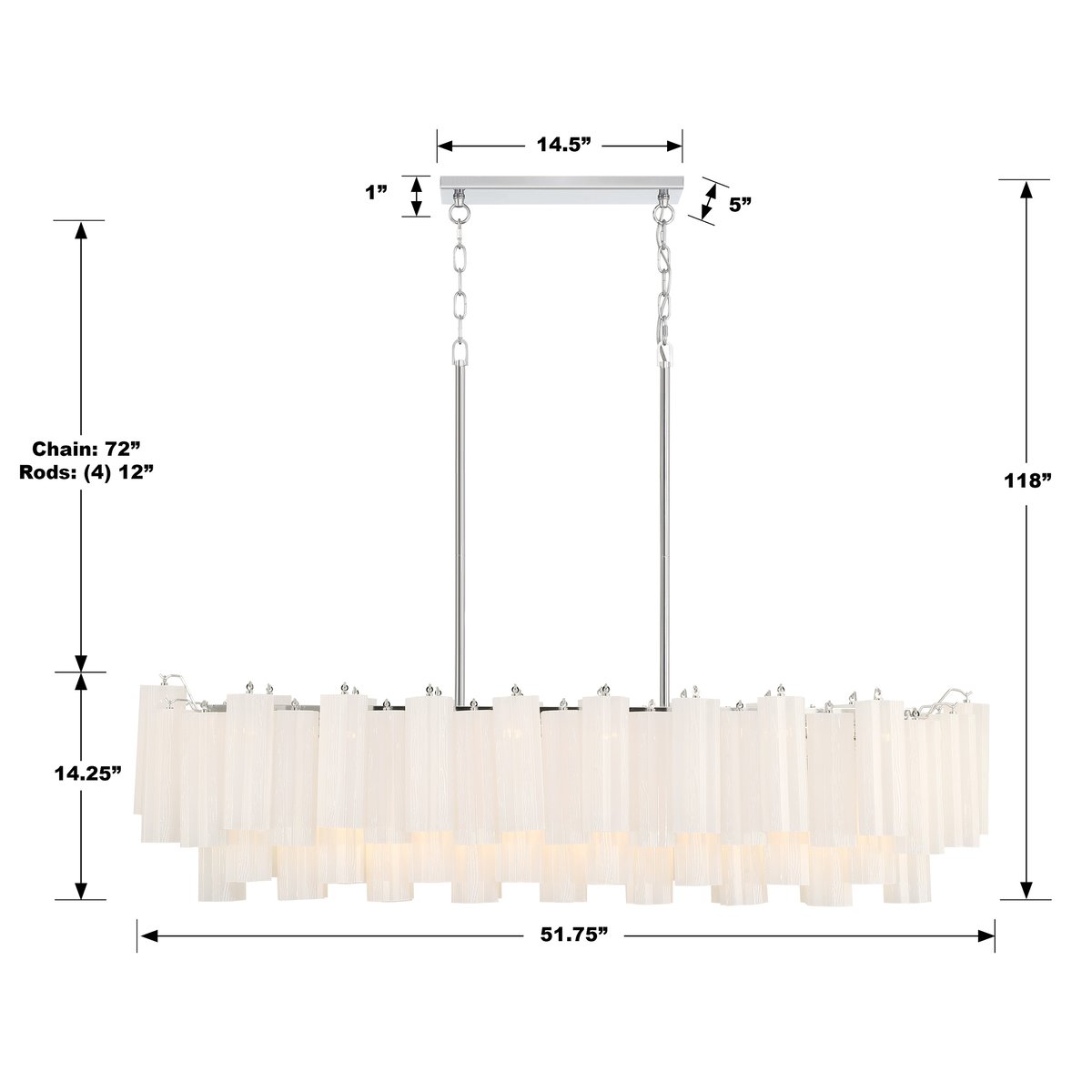 Addis Rectangular Chandelier 52"